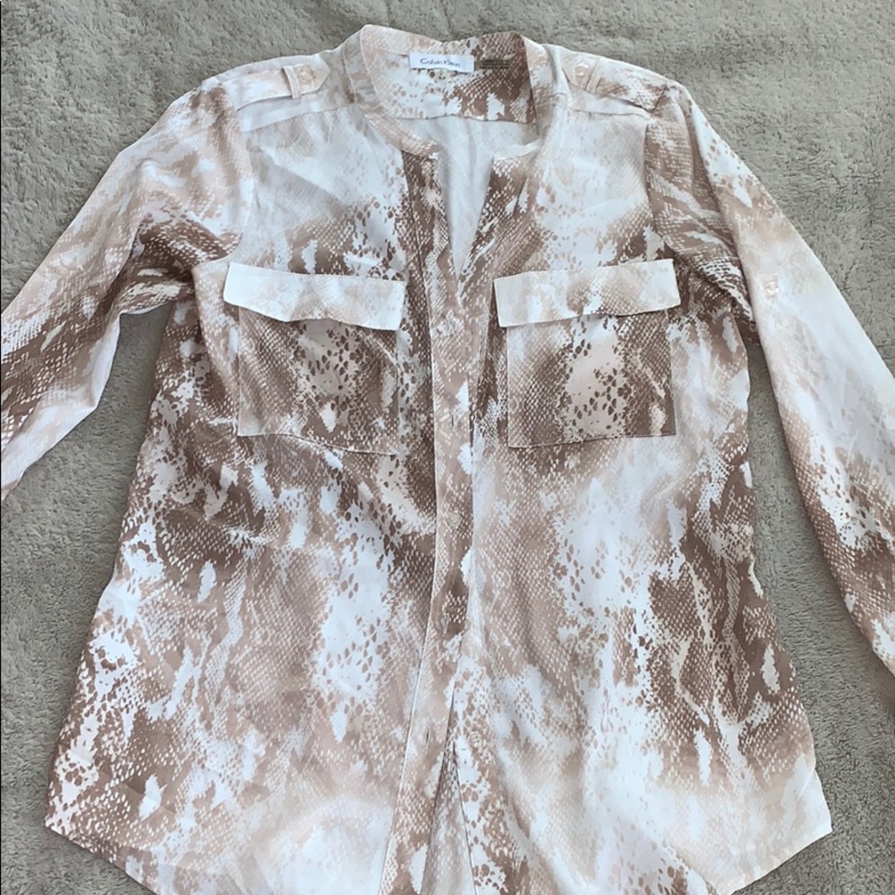 Calvin Klein snake skin button up